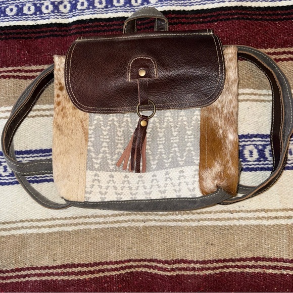Myra Bag Handbags - Myra Bag Brown and Cream Backpack